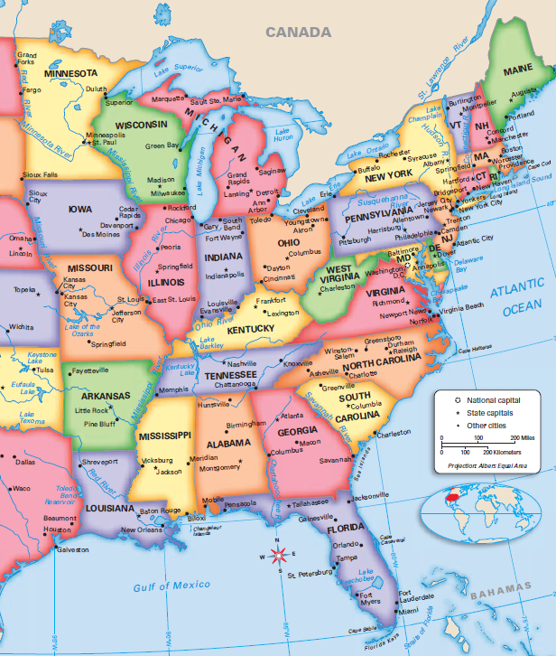 Eastern States Map Study Guide The United States And Capitals