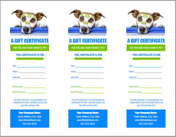 dog grooming gift certificate templates