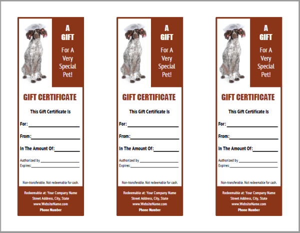 dog grooming gift certificate templates