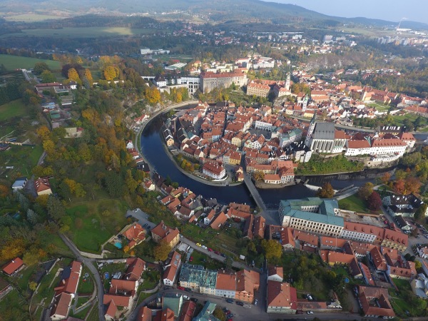 Cesky Krumlov, Czech Republic, aerial, photography, above image, drone