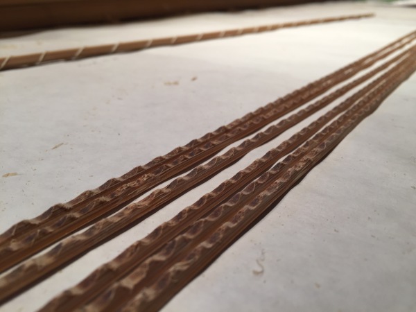 Scalloped strips ready for glue-up