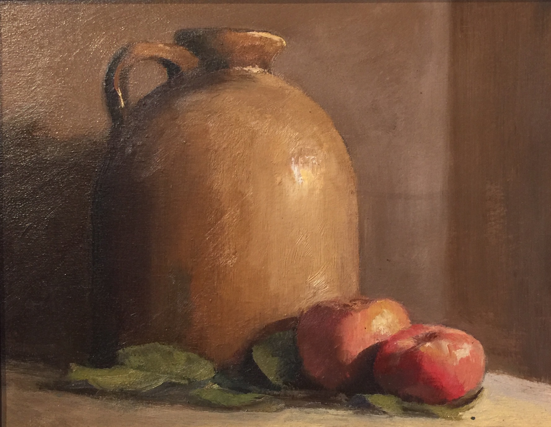 "Brown Jug and Apples" 11 x 14 