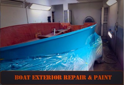 Boat exterior repair and paint. 