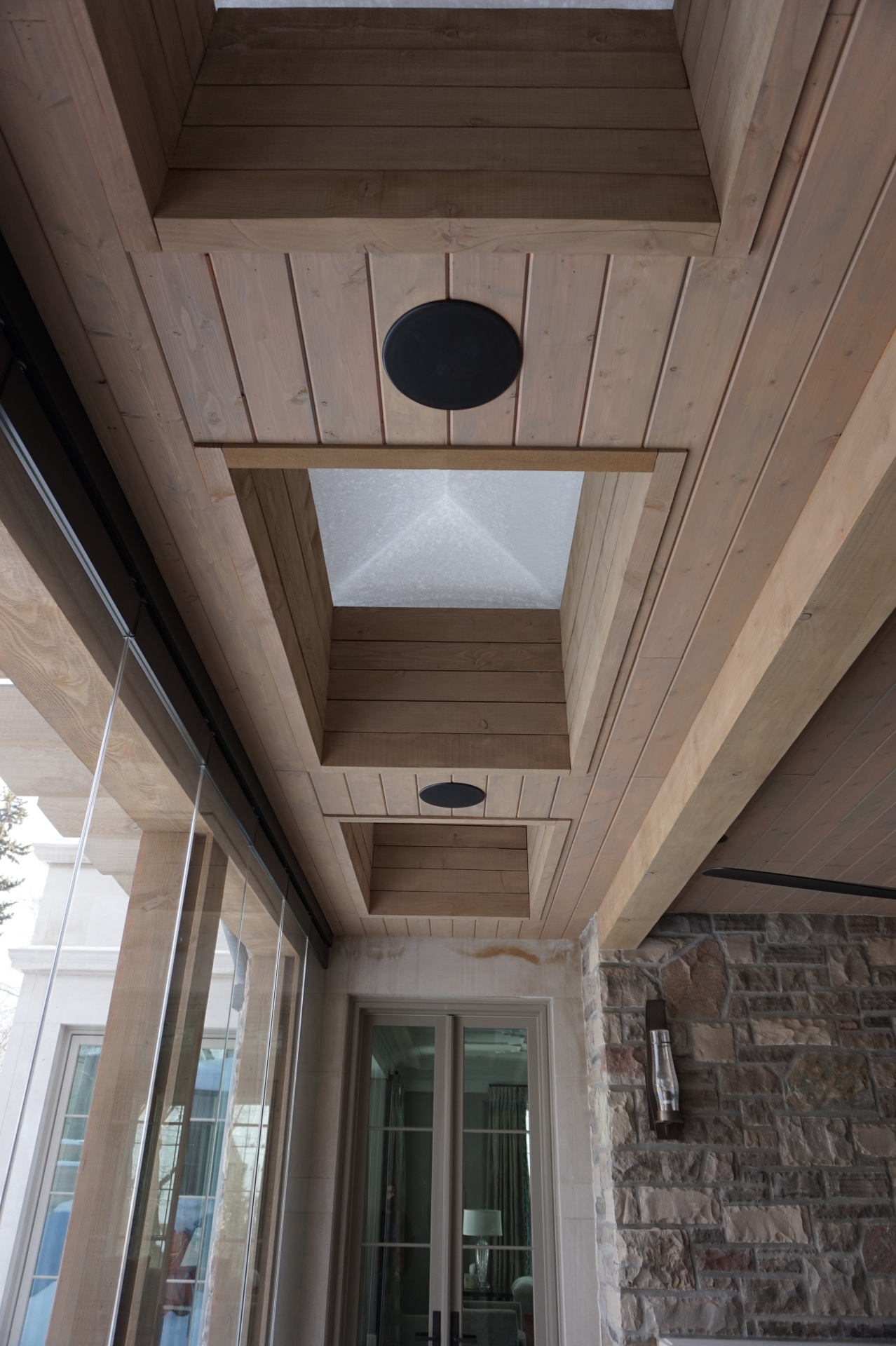 Douglas fir, T&G, paneled ceiling porch, ceiling, T&G ceiling, paneled ceiling,column, porch, exterior carpentry, exterior trim, royal exterior fine carpentry, toronto