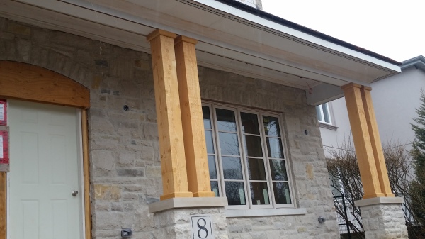 columns, porch, veranda, cornice molding, porch ceiling, exterior trim, exterior carpentry, exterior wood work, toronto homes, window trim, timber columns, roof dormers, cornice moulding