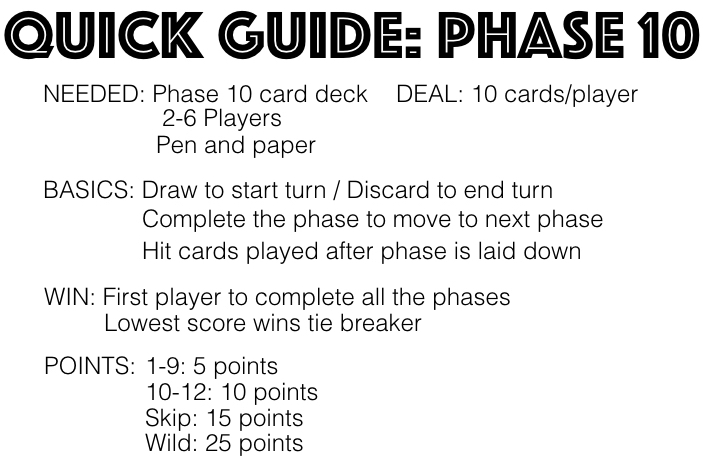 phase 10 variations