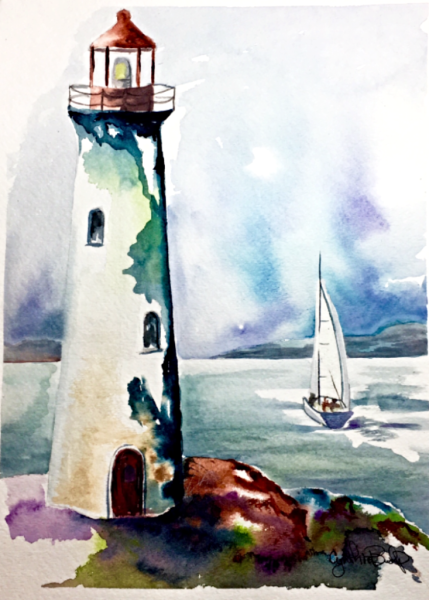 lighthouses, watercolor, prints