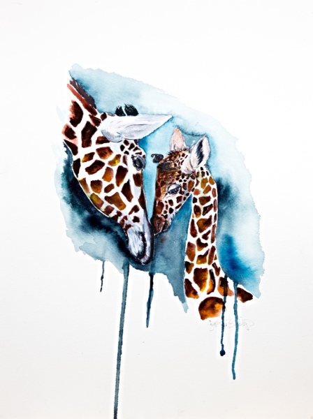 giraffe, watercolor, prints