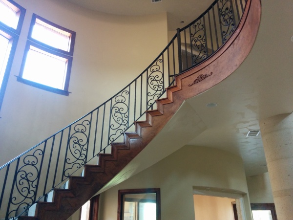 Great room spiral staircase before