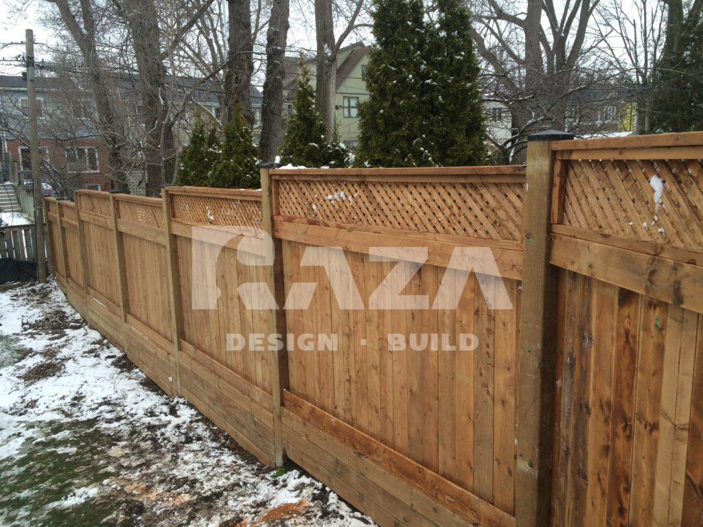 6x6 Brown pressure treated fence- 5' full privacy, 1' diagonal lattice
