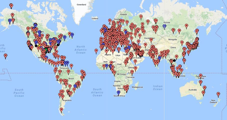 Map of Worldwide oil & gas refineries
