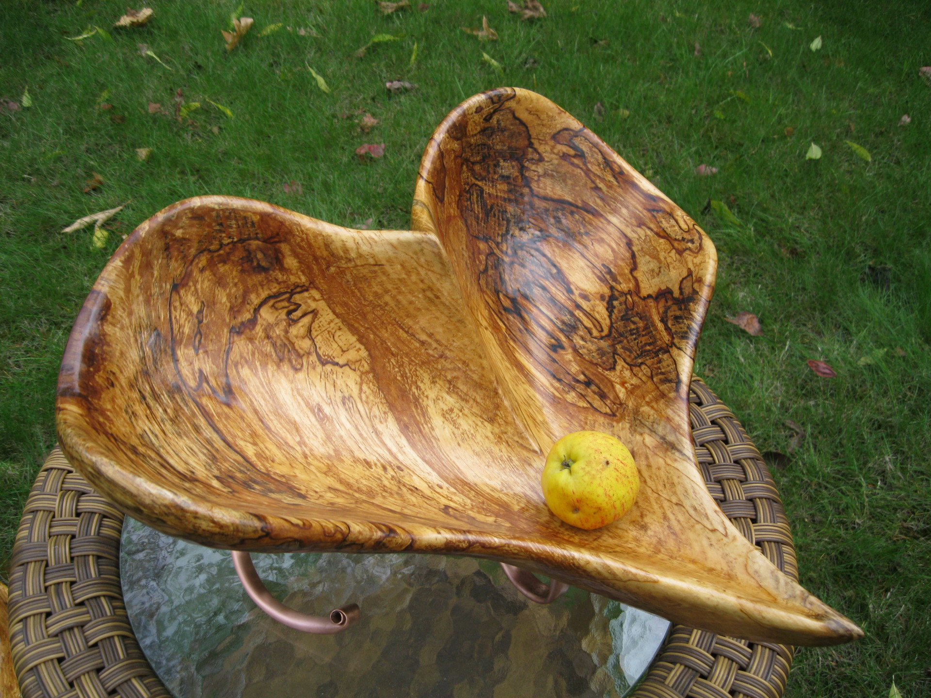 Fermented sugar maple bowl with copper feet, image 1