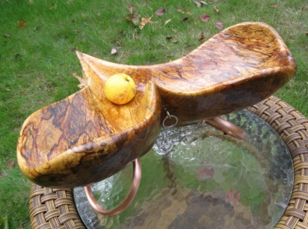 Fermented sugar maple bowl with copper feet, image 2