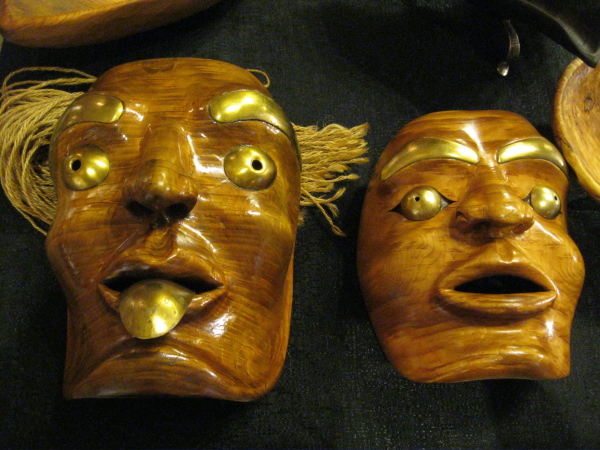 Native-inspired Western red cedar masks