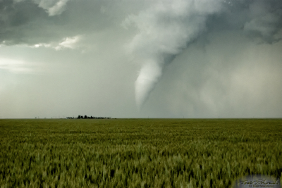 A white tornado is seen over the Oklahoma panhandle on May 31, 2010.