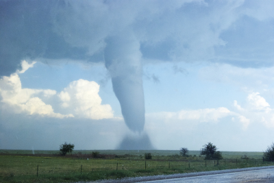 Another (second of storm's lifecycle) tornado develops from a cyclic supercell over southeastern Colorado on May 31, 2010.