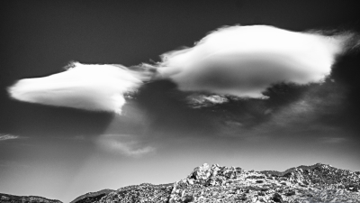 Altocumulus Standing Lenticularis or "lennies" seen over the Sandia mountains. 