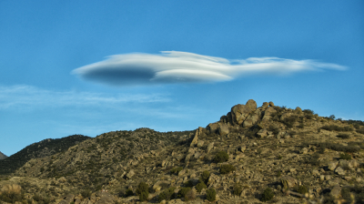 Altocumulus Standing Lenticular seen over the Sandia mountains. 