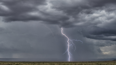 A daytime bolt of lightning seen in central New Mexico near Mesita. 