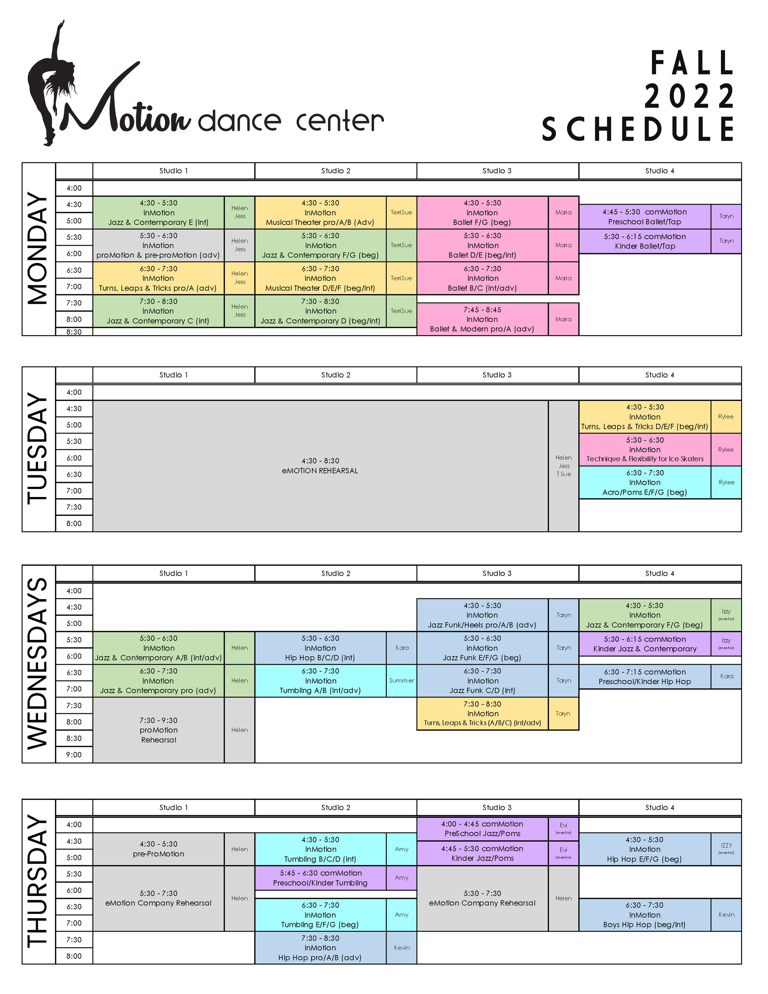 J-Motion Dance Academy — Schedule