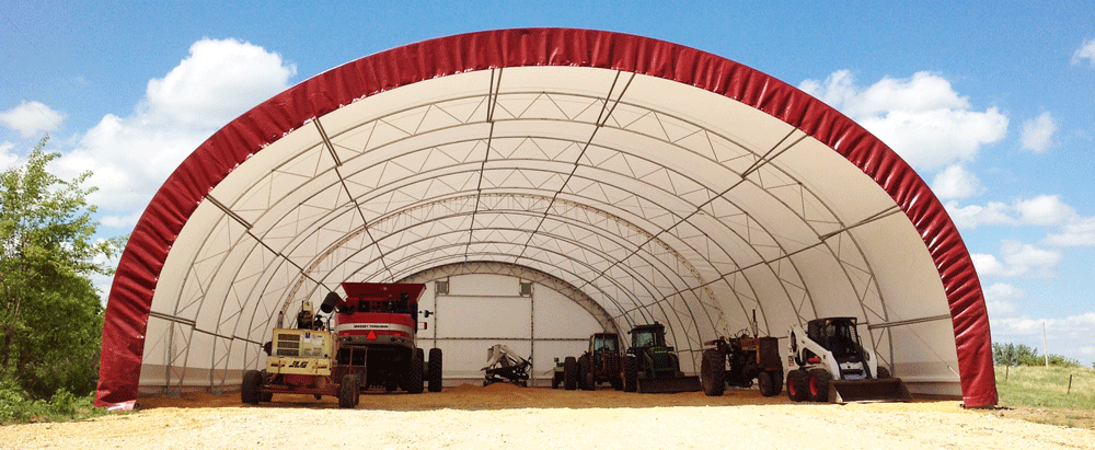 Fabric covered metal frame hoop building