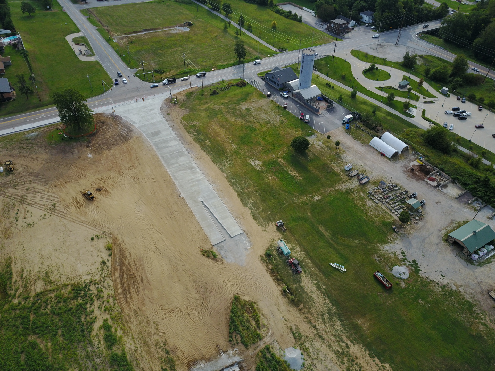 Completed Entrance/Roadway into 157 Business Park - Looking East