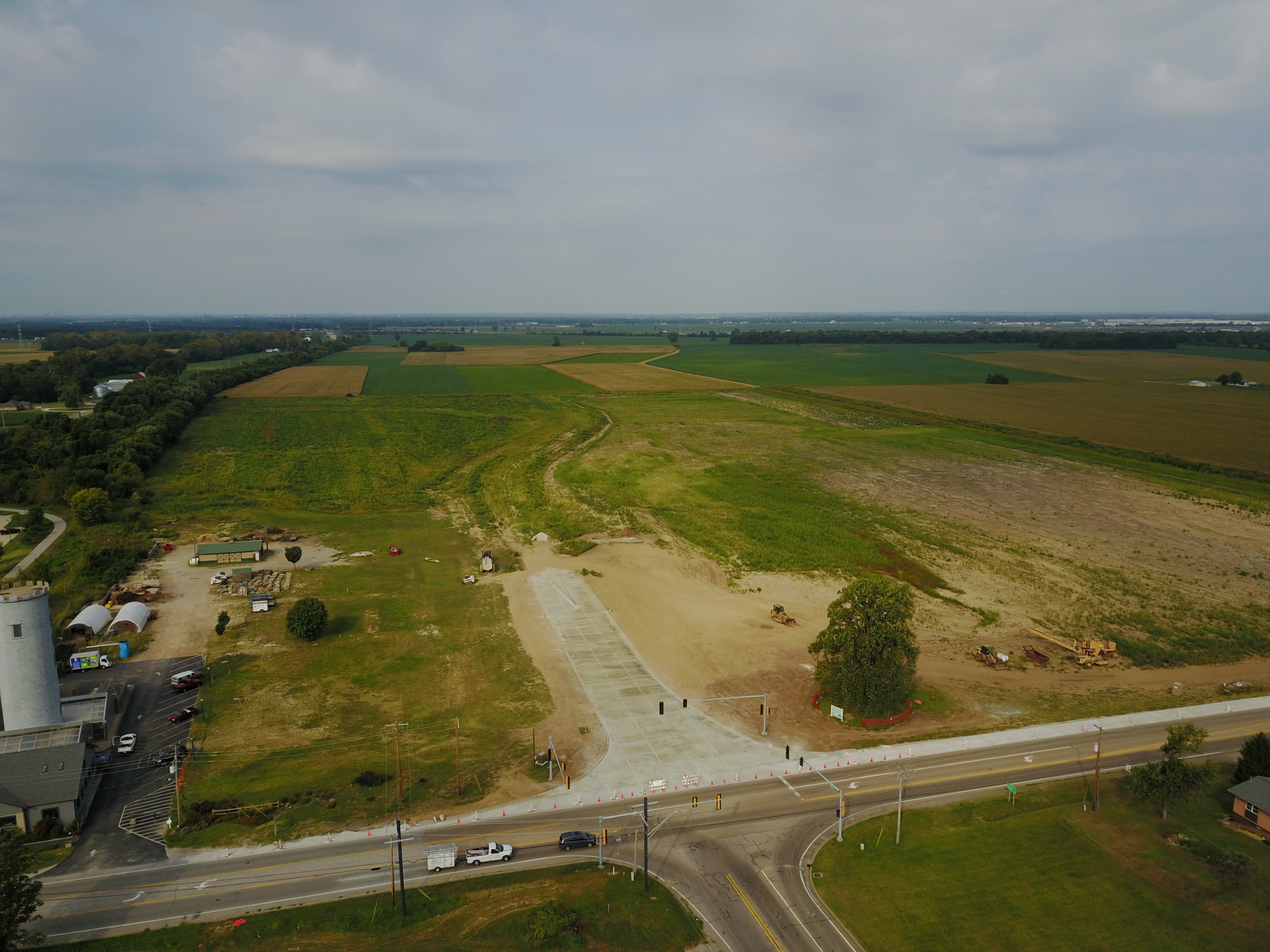 Overview of Completed Entrance/Roadway into 157 Business Park - Looking West