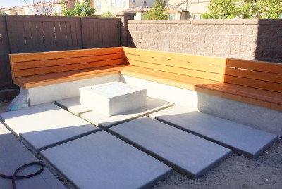 built-in patio bench