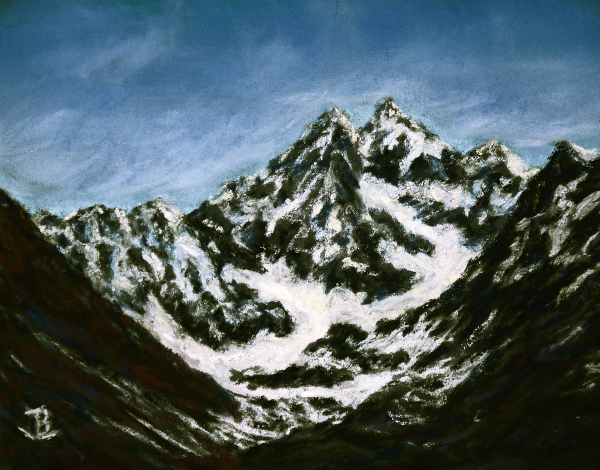 Alaskan Peaks - 16 x 13  inches, framed