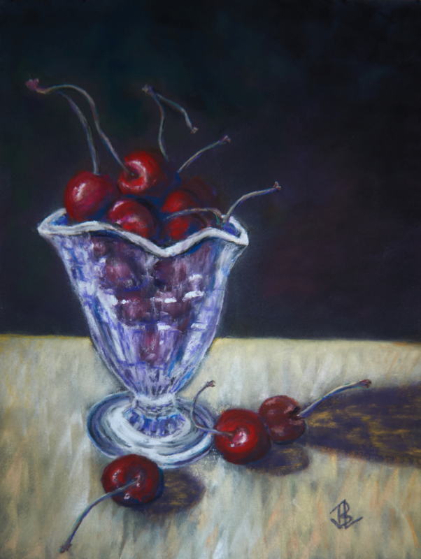 Glass of Cherries - 18½ x 22½ inches, framed