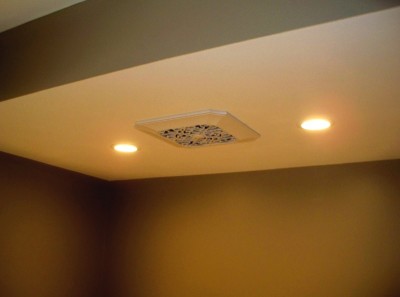 Fan and lights over tub