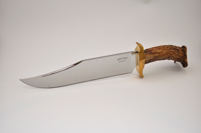 Bowie knife with deer antler stag handle hand made custom knife