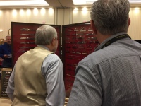 Myron Tupa & Bill Schrade look at Schrade Family Knife collection