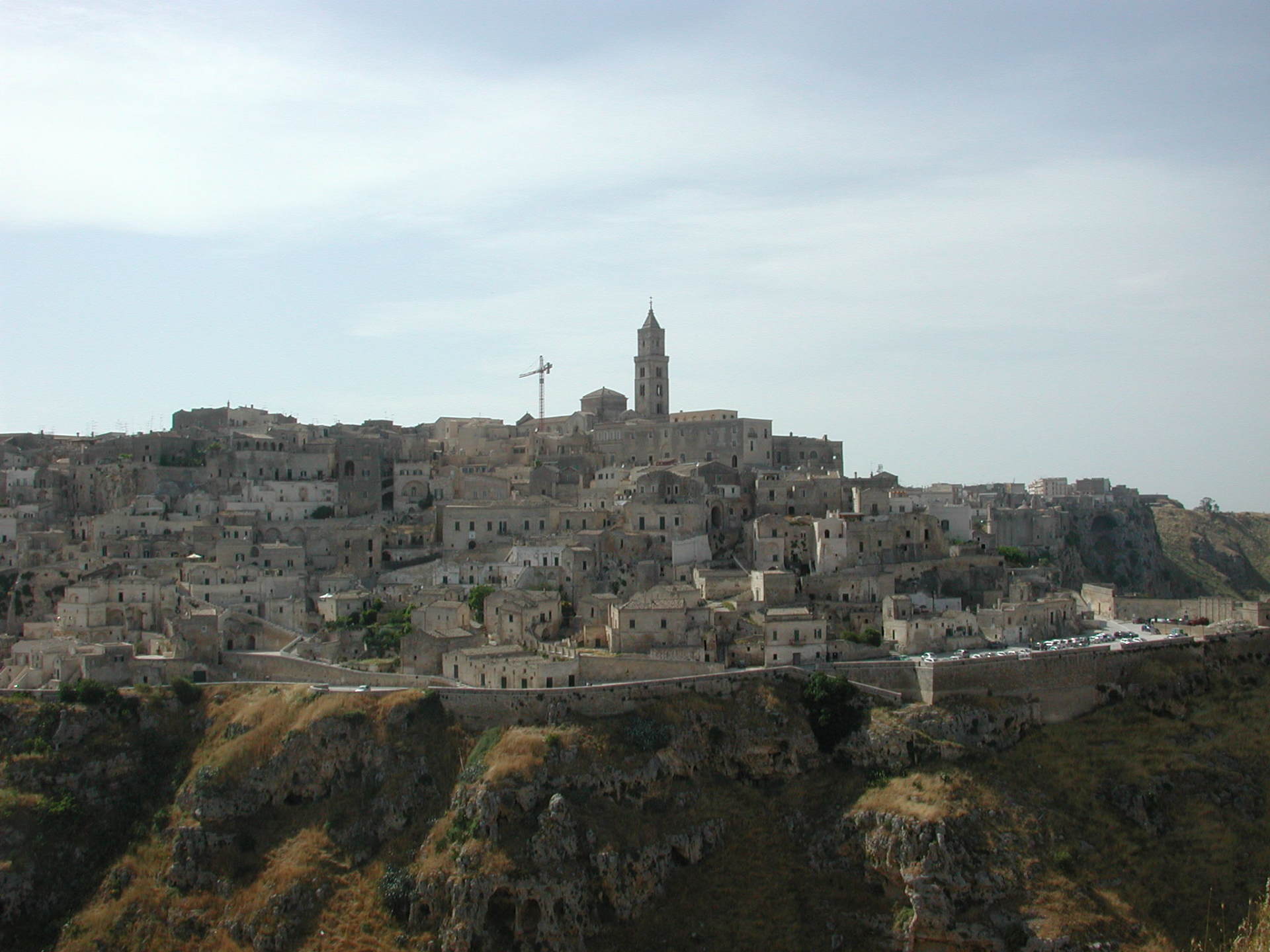 The city of Matera where people live in cave homes.