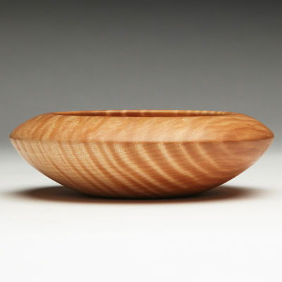 Flame Quilted Maple Bowl with Curl Over Rim