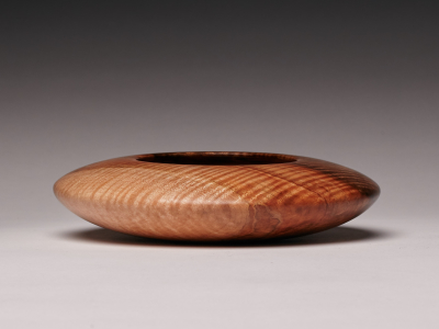 Flame Quilted and Maple Burl Saucer-Shaped Vessel