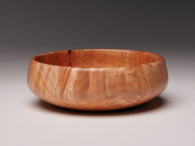 Flame Quilted Maple Bowl with Small Bark Inclusions