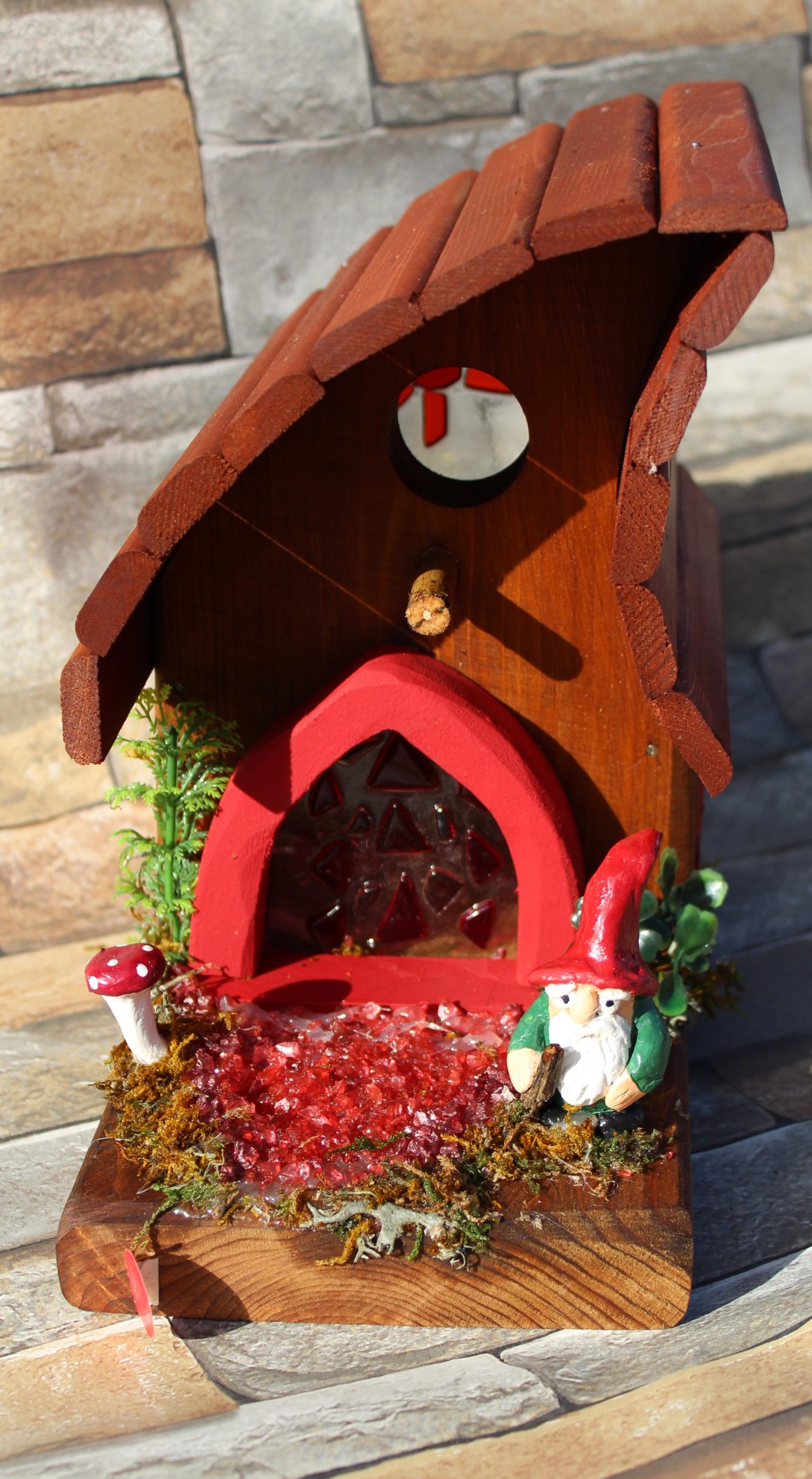 5   medium Stain glass Gnome Bird House