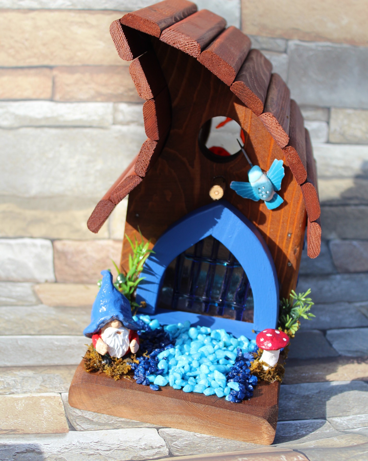 10   medium Stain glass Gnome Bird House
