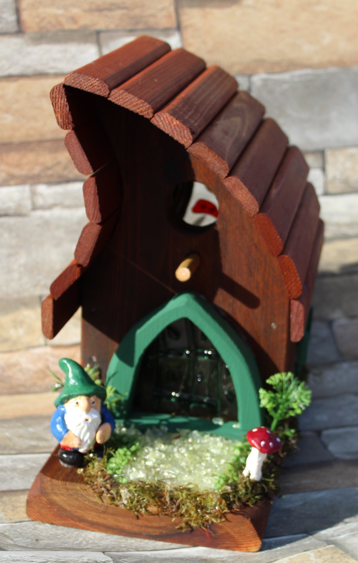 13   medium Stain glass Gnome Bird House