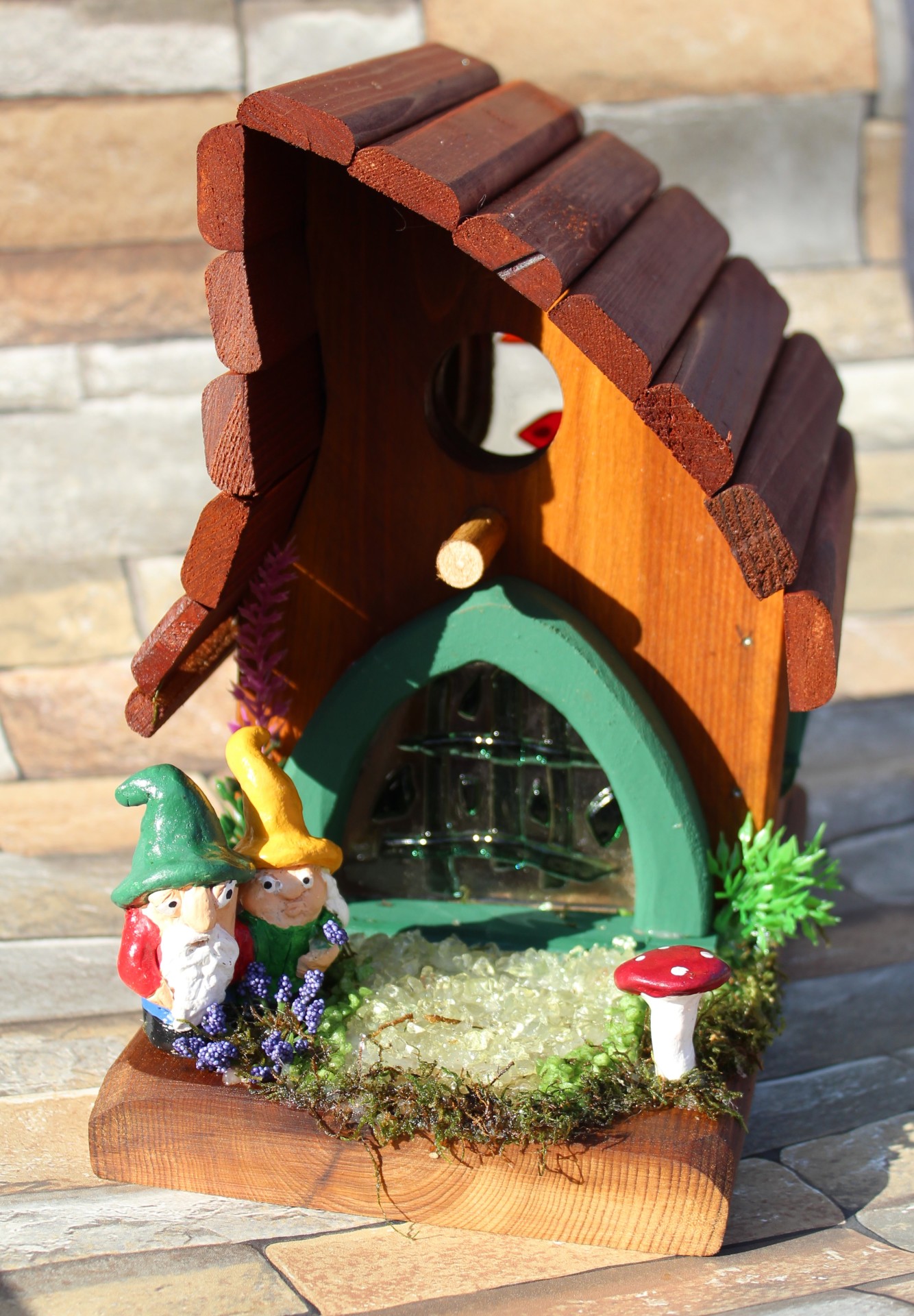 14   medium Stain glass Gnome Bird House