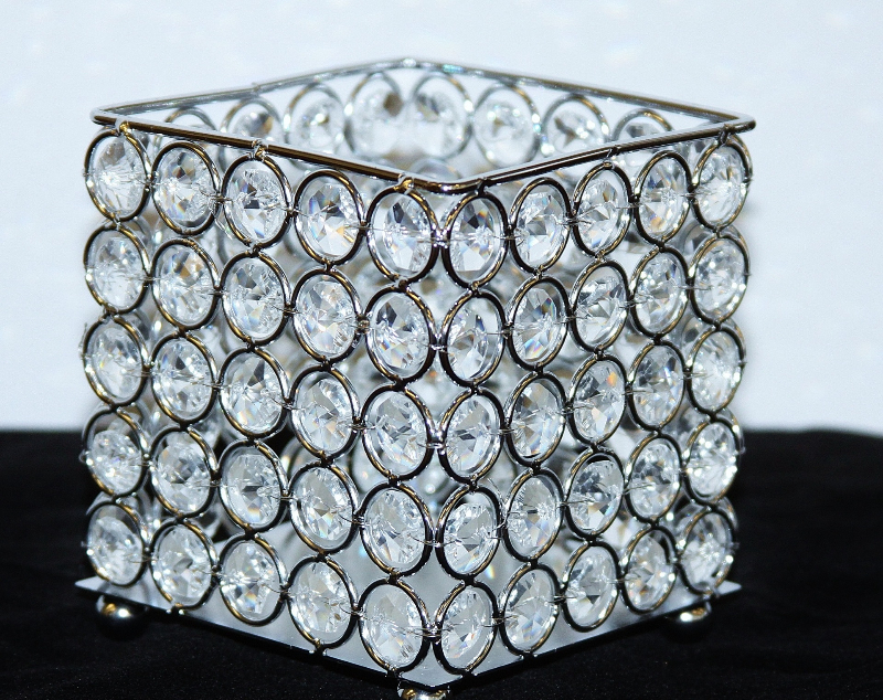 WDCH555S--5" Square Beaded Candle Holder, 24 pcs/cs