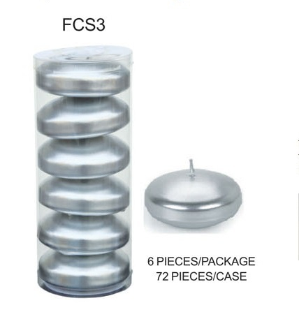 3" Round Silver Metallic Laquer Floating Candle