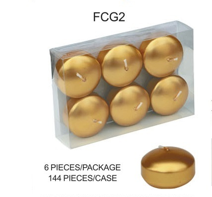 2" Round Gold Metallic Laquer Floating Candle