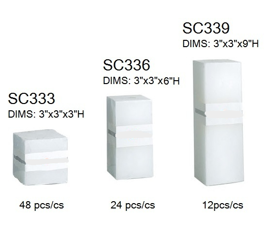 3" Square White Pillar Candles