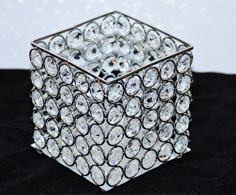 WDCH333S--3" Square Beaded Candle Holder, 48 pcs/cs