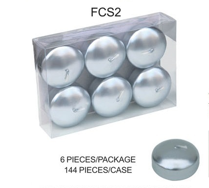 2" Round Silver Metallic Laquer Floating Candle