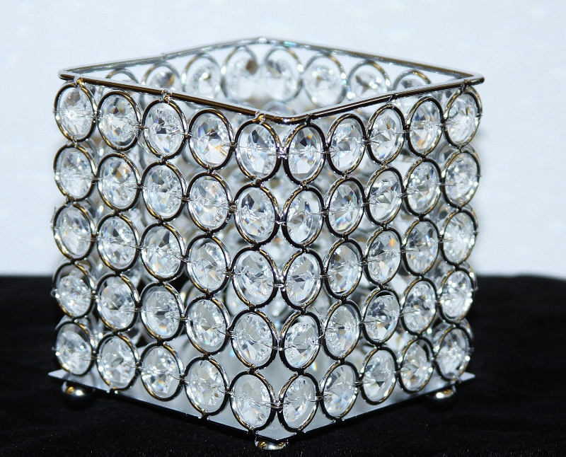 WDCH444S--4" Square Beaded Candle Holder, 24 pcs/cs