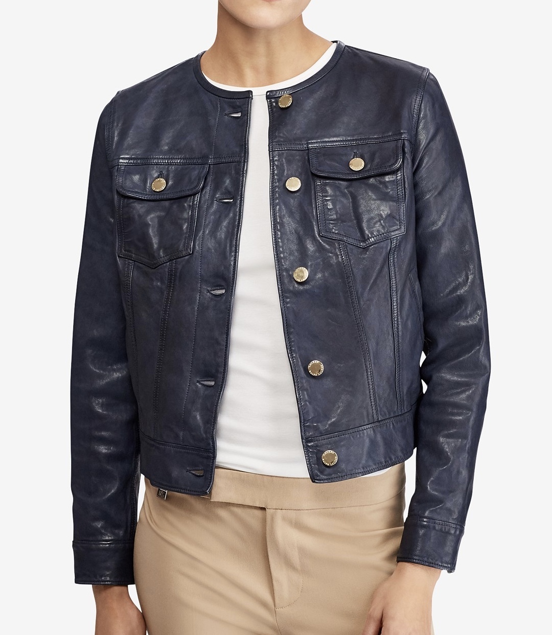 RALPH LAUREN LEATHER JACKET BURNISHED INDIGO