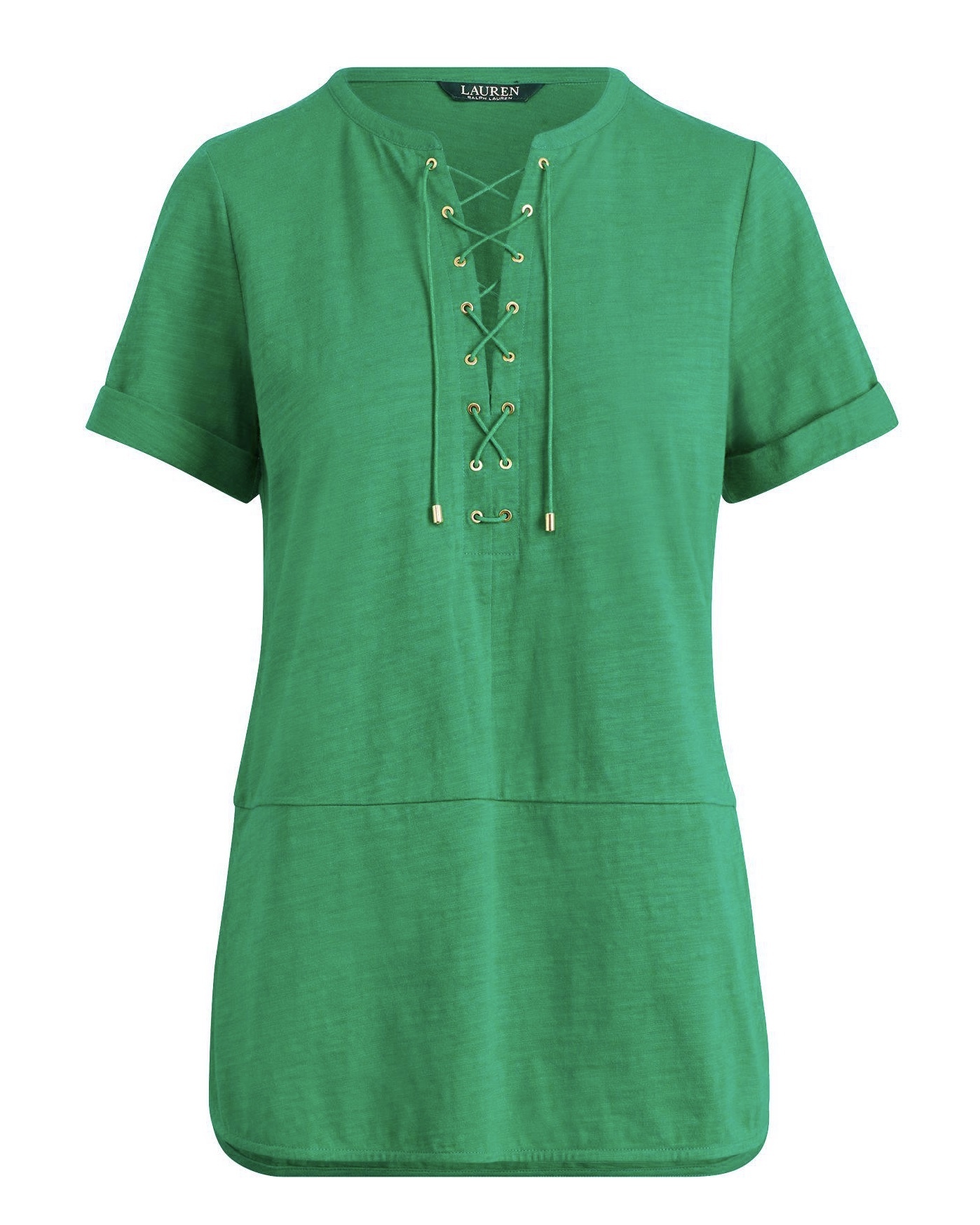 RALPH LAUREN LACE-UP COTTON TOP